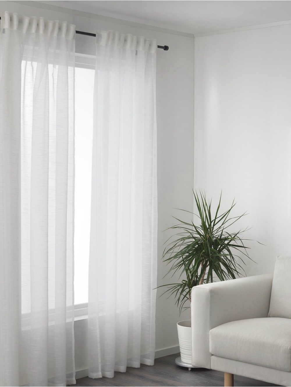 IKEA Gjertrud sheer curtains, white with heading tape 57”x98” - Picture 3 of 6